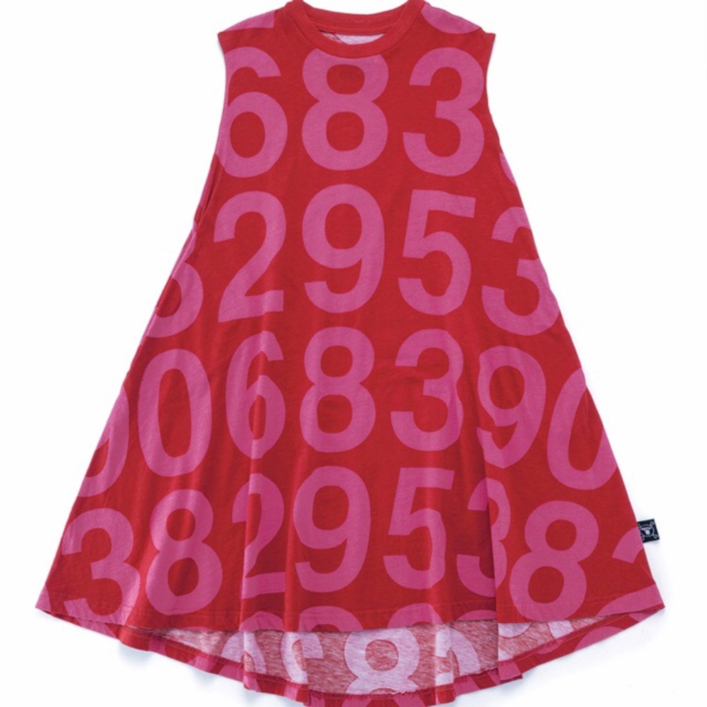 Nununu Red Numbers Knit Dress 360 Twirl Dress NWT